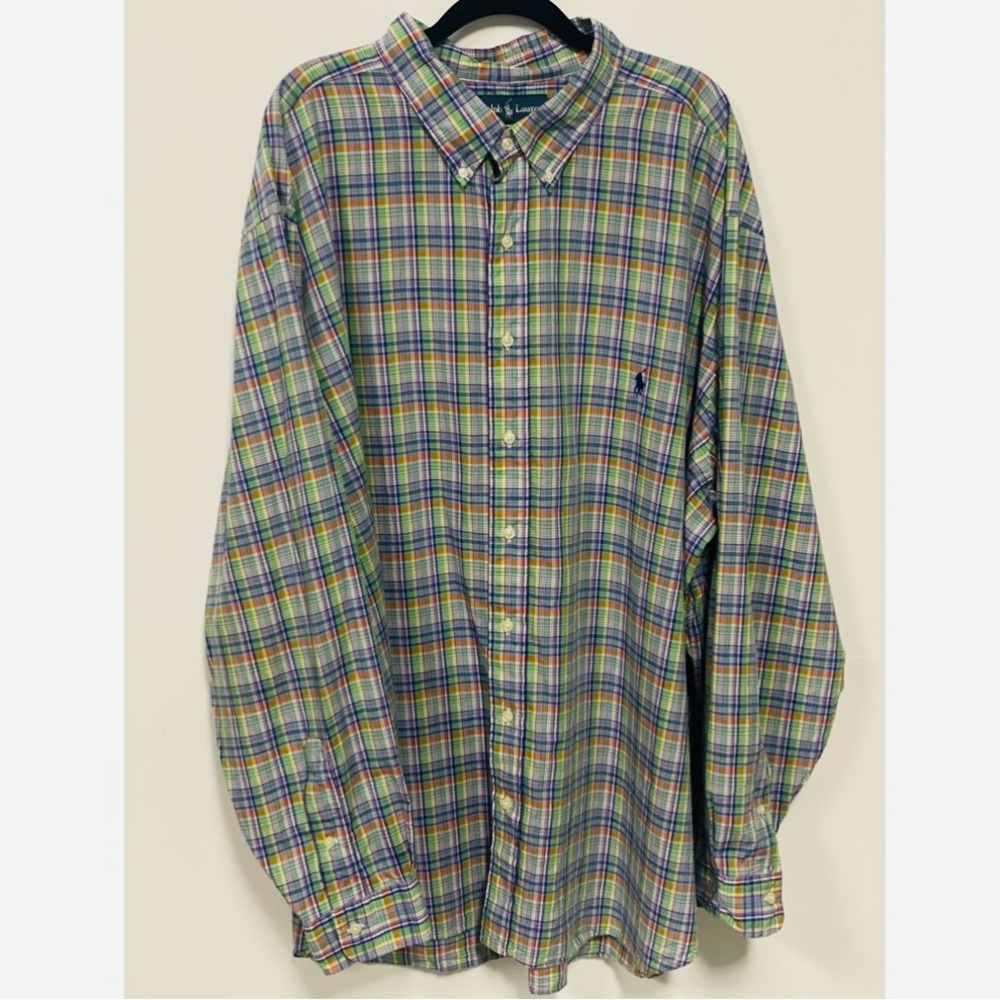 Men's Ralph Lauren Classic Fit Plaid Button Down Shirt Big & Tall Size 3XB